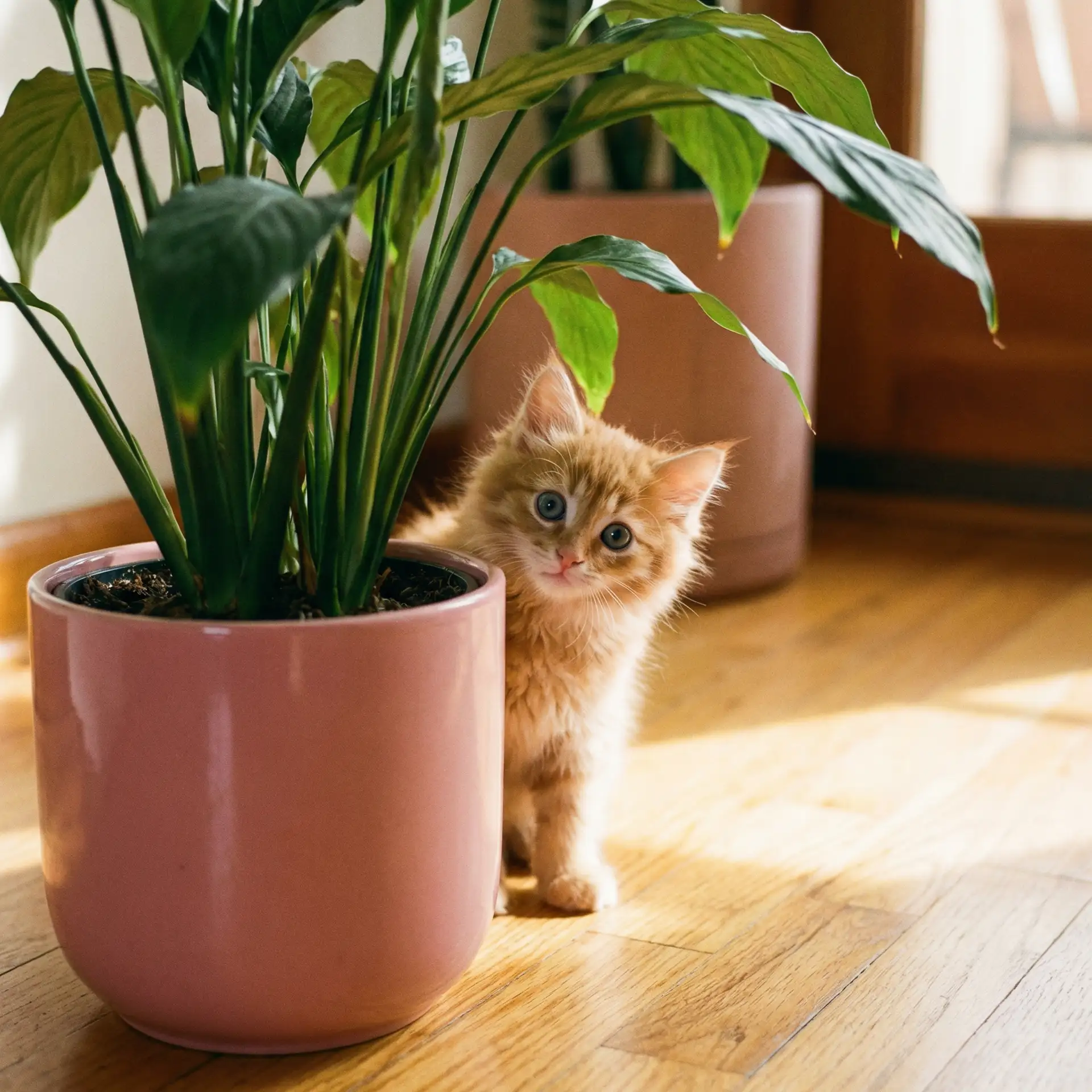 小猫从花盆后探头 - 房奴试爱的运动