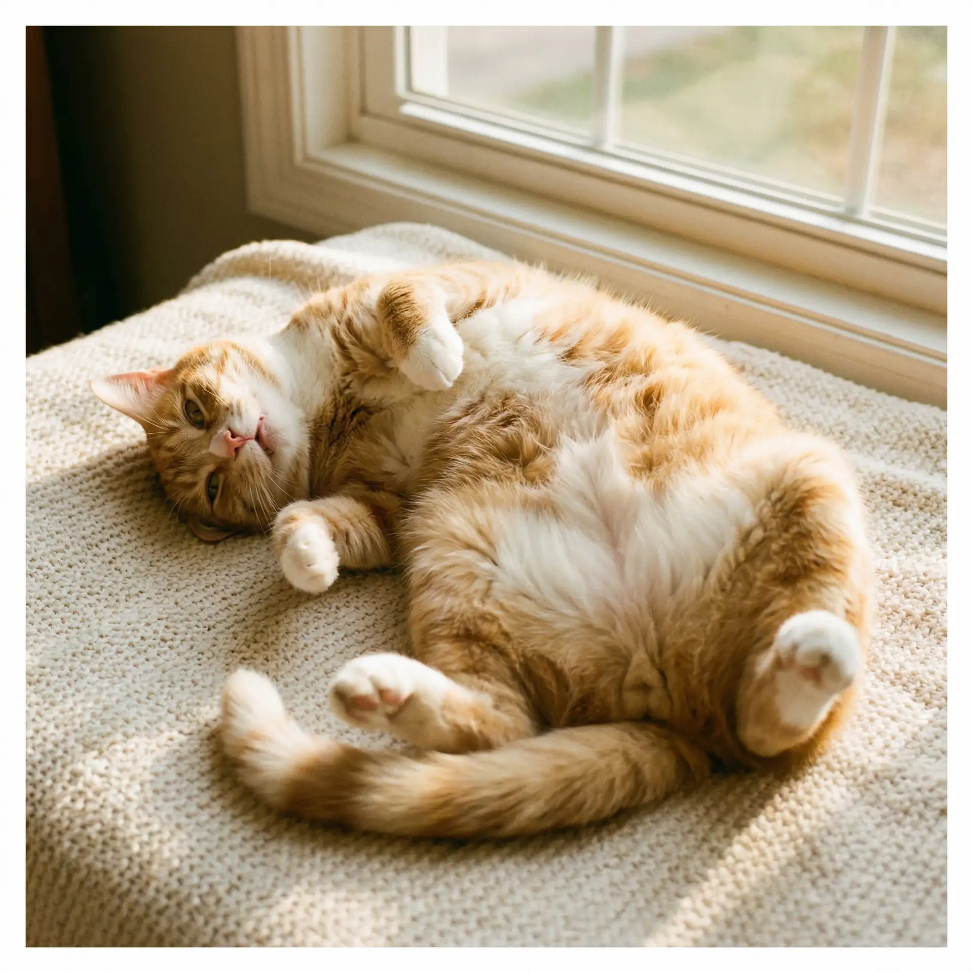 猫咪仰躺露出肚皮 - 房奴试爱的运动